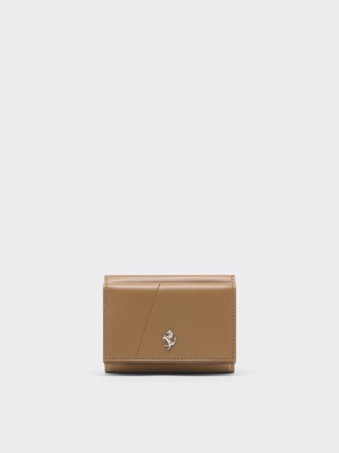 Ferrari Leather Trifold Wallet with Diagonal Stitching