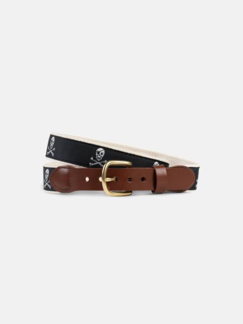 J. PRESS MADE-IN-USA SKULL & BONES MOTIF BELT