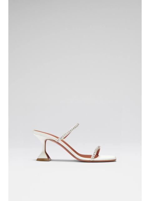 Amina Muaddi GILDA SLIPPER 70 IVORY SATIN AND  WHITE CRYSTALS