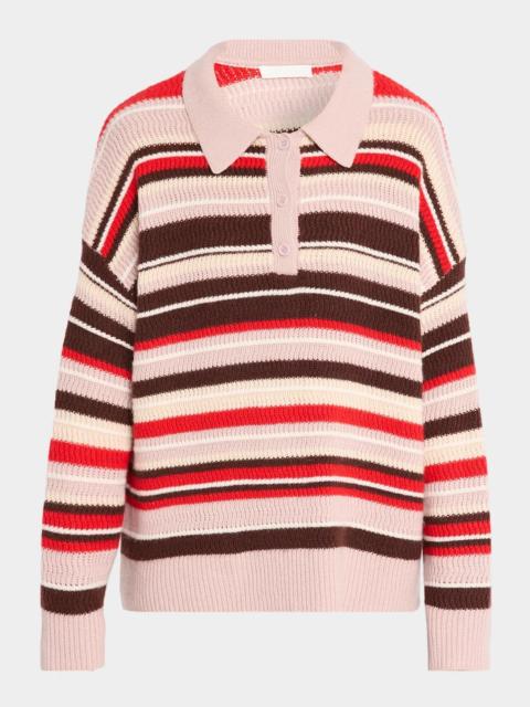 SABLYN Billie Relaxed Striped Polo Sweater