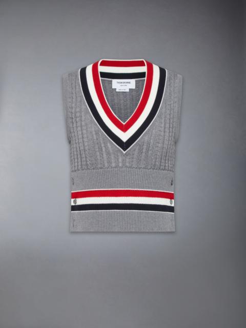 Thom Browne CRICKET RWB STRIPE BABY LADDER CABLE SHRUNKEN VEST