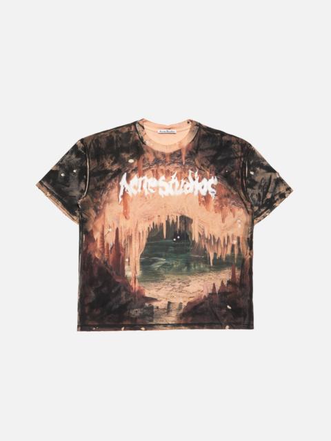 Acne Studios Logo t-shirt with rhinestones - Black/rust brown