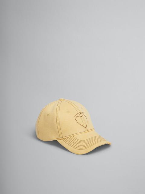 YELLOW ORGANIC DENIM BASEBALL CAP WITH MARNI MENDING