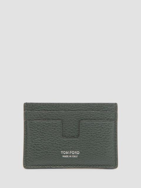 TOM FORD Men's Men's T-Line Grain Leather Card Holder - Dark Pine