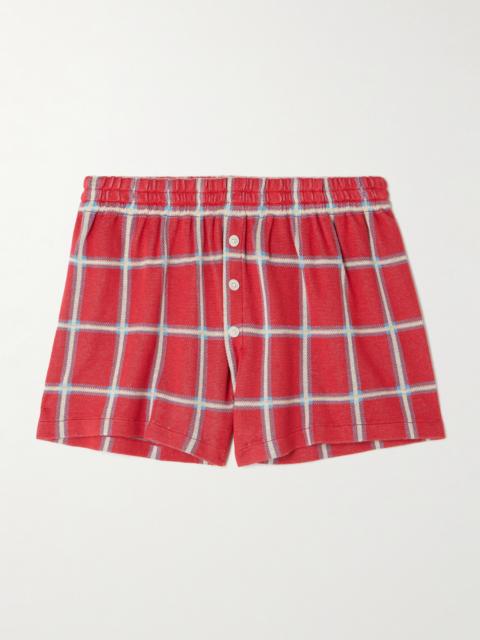GUEST IN RESIDENCE Picnic Checked Silk And Linen-blend Jacquard Shorts