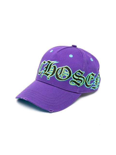 Gothic logo-print distressed cap