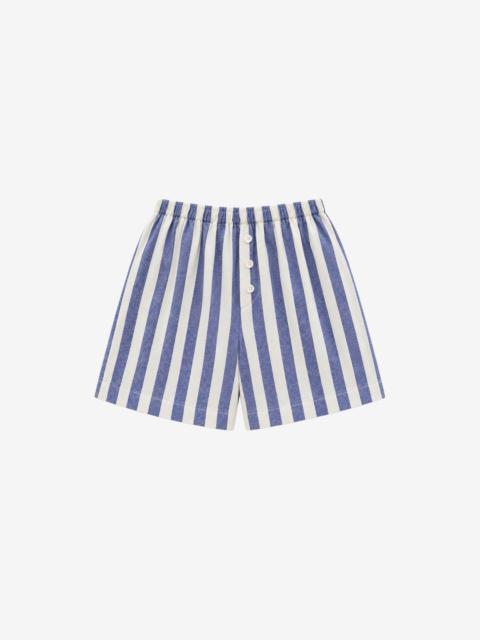 The Frankie Shop Mireval Cotton Boxer Shorts - Blue/White Stripe