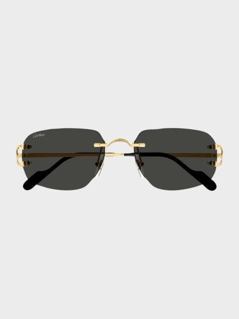Cartier Men's Rimless Rectangle Sunglasses