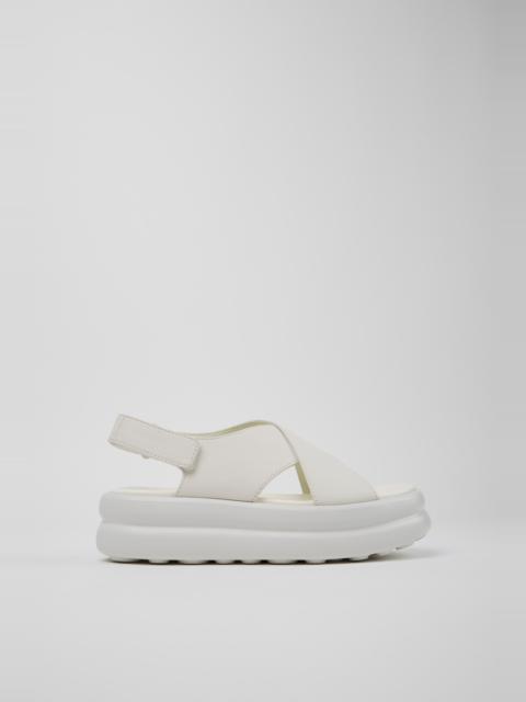 CAMPER Pelotas Flota Up White Leather Sandals for Women.
