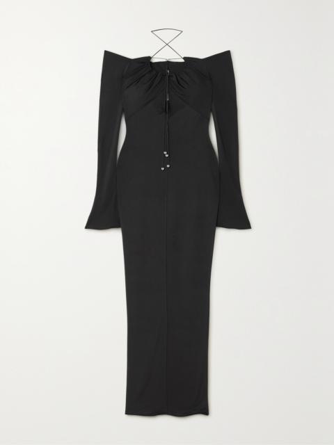 16ARLINGTON Salm Off-the-shoulder Cutout Stretch-jersey Maxi Dress