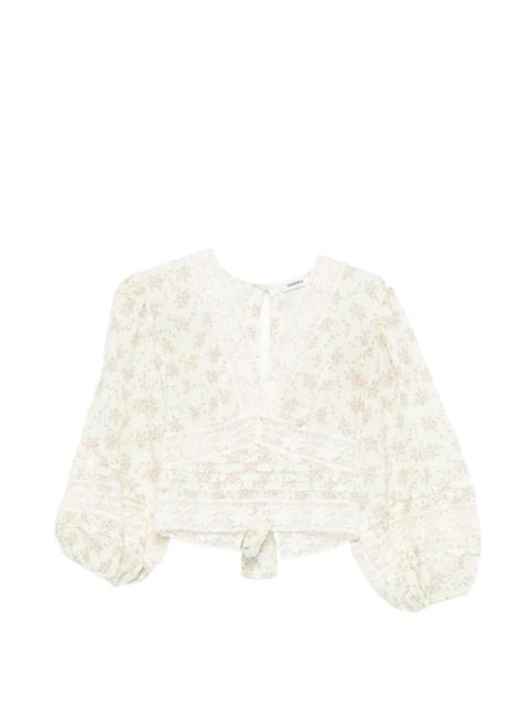 Sandro Davina floral-print lace-detail top