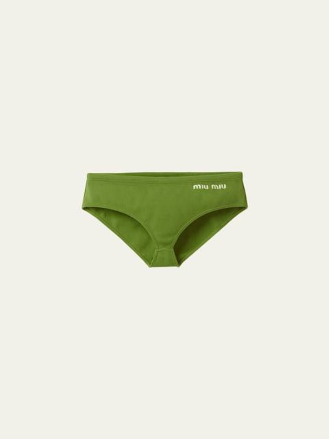 Miu Miu Logo-Embroidered Bikini Bottoms