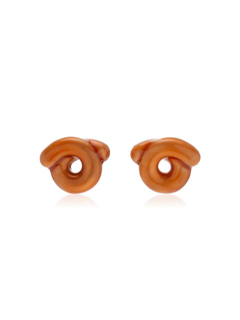 BEA BONGIASCA Tarallo Enameled Sterling Silver Earrings orange