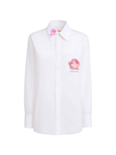 Marni floral-appliquÃ© cotton shirt