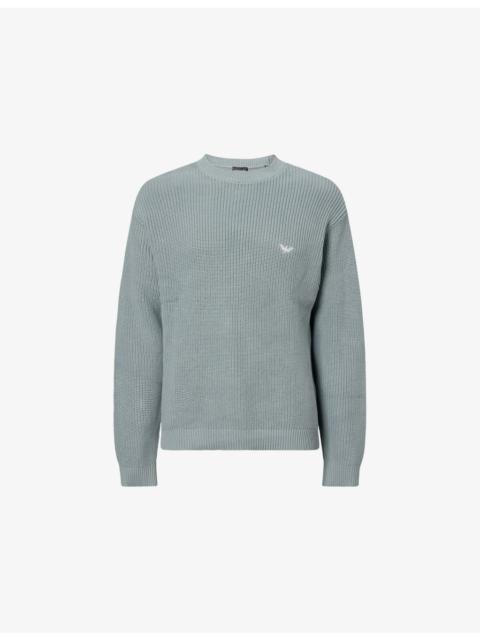 EMPORIO ARMANI Logo-Embroidered Crewneck Cotton Jumper
