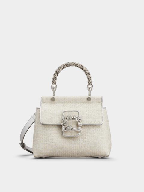 Roger Vivier Viv' Cabas Jewel Piping Flower Strass Buckle Mini Bag in Fabric