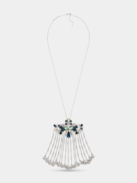 rabanne STRASS JEWEL NECKLACE IN SILVER AND BLUE