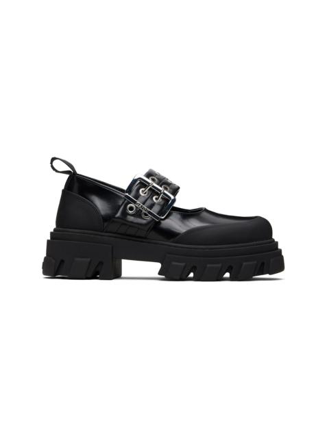 GANNI Black Cleated Ballerina Box Loafers