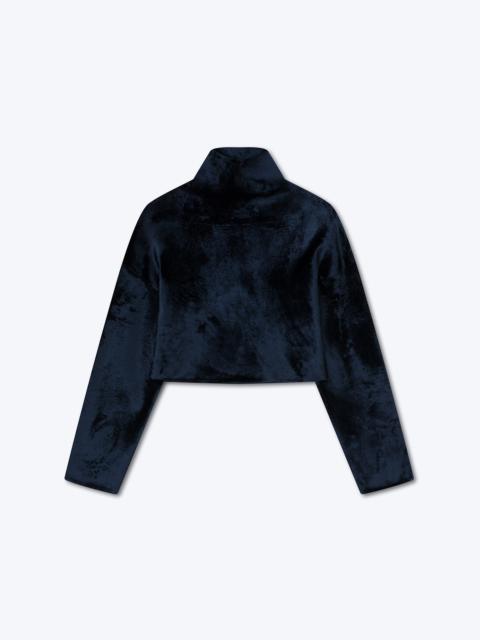 Nanushka RINA - Velour knit funnel neck top - Navy blue