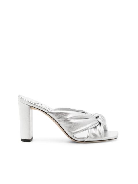 JIMMY CHOO Avenue 85mm metallic leather mules