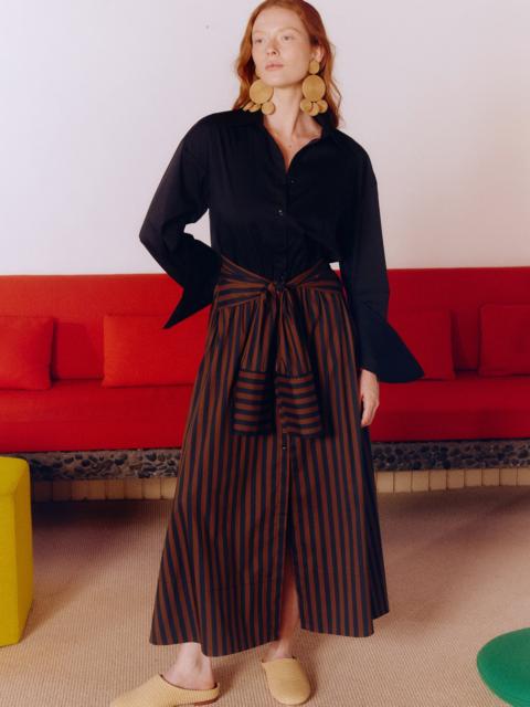 SIMONMILLER Inna Poplin Maxi Dress In Black/Choco Brown Stripe