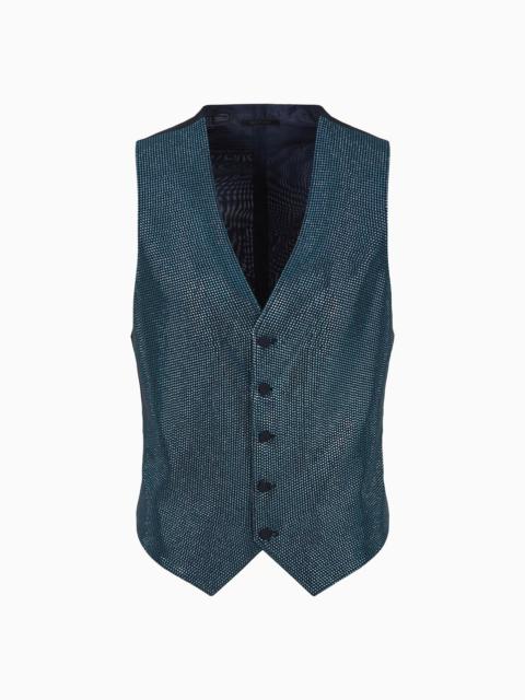 Single-breasted wool-crêpe waistcoat with rhinestone embroidery