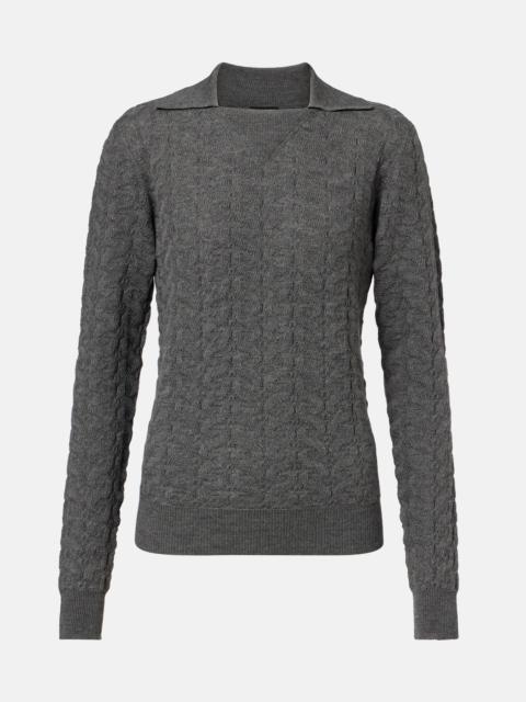 Etro Cable-knit wool polo sweater