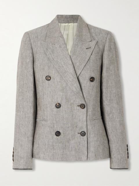 Brunello Cucinelli Double-breasted Hemp And Linen-blend Blazer