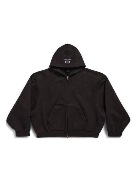BALENCIAGA (WMNS) Balenciaga Unity Sports Icon Boxy Zip-up Hoodie Large Fit 'Black' 787354TQVD59034