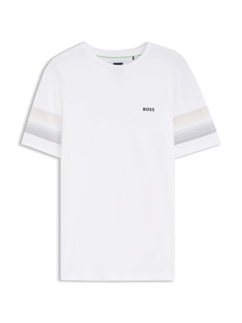 BOSS ACTIVE SLIM-FIT T-SHIRT WITH SLEEVE STRIPES