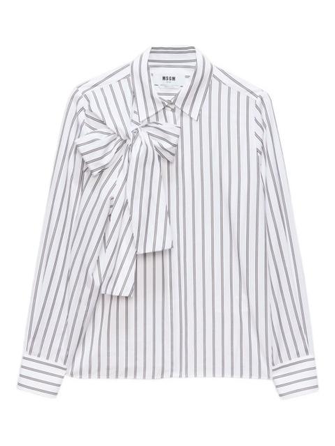MSGM striped bow-detail shirt