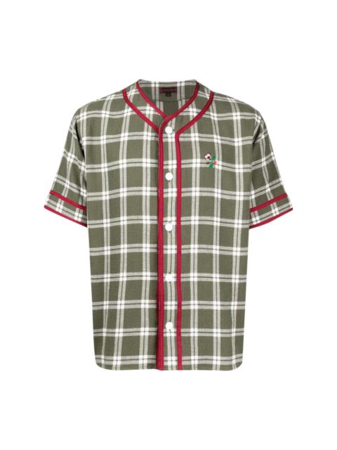 check-pattern striped-edge shirt