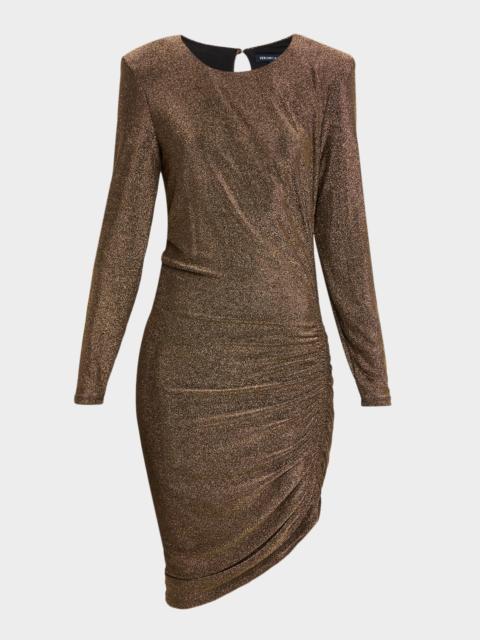VERONICA BEARD Cyrus Ruched Metallic Long-Sleeve Dress