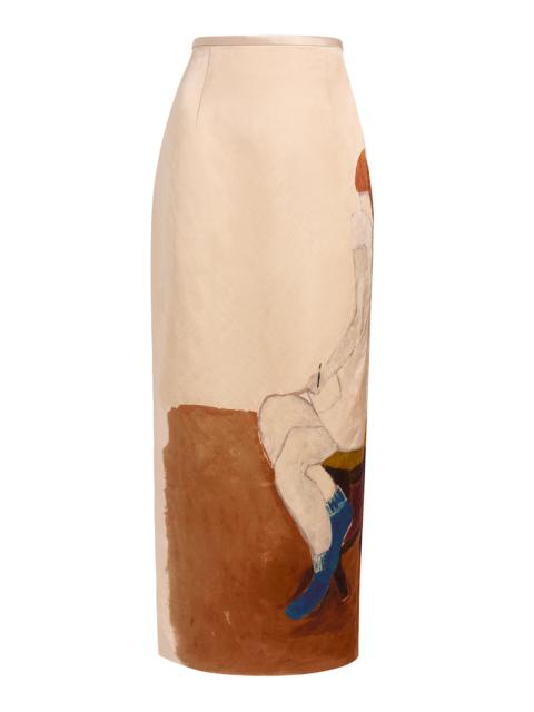KHAITE Winton Crushed Satin Midi Skirt gold