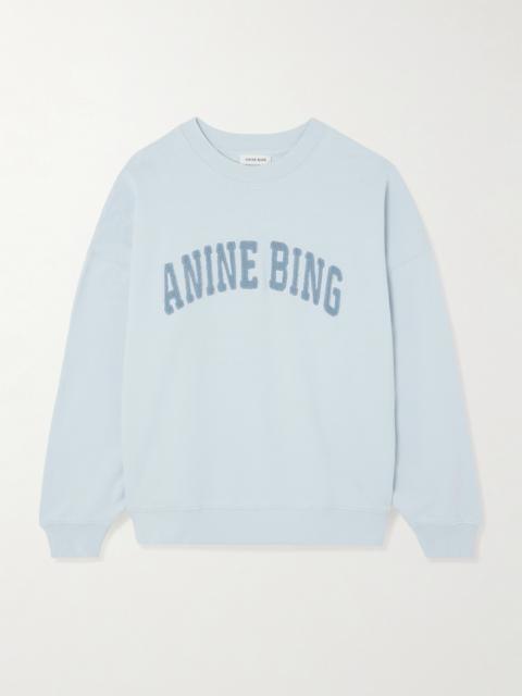 ANINE BING Miles Oversized Appliquéd Cotton-jersey Sweatshirt