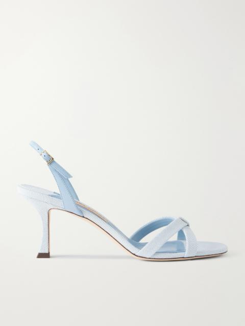 JIMMY CHOO Elsy 70 Leather-trimmed Canvas Slingback Sandals