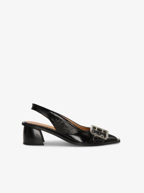 GANNI BLACK FEMININE BUCKLE SLINGBACK PUMPS