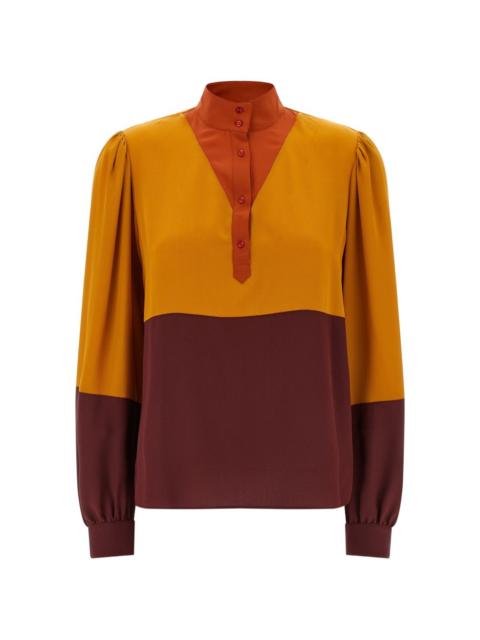 SAINT LAURENT colourblock high-neck blouse