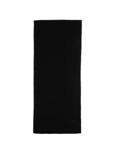 Diesel Black Ribbed Wool-Blend Scarf