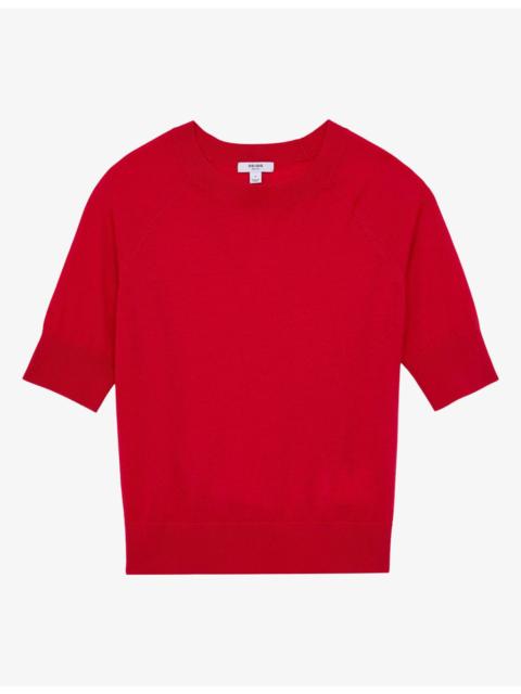 REISS Suzzie Funnel-Neck Merino-Wool T-Shirt