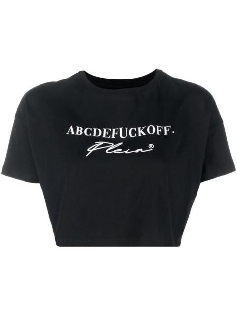 PHILIPP PLEIN cotton slogan-print cropped T-shirt