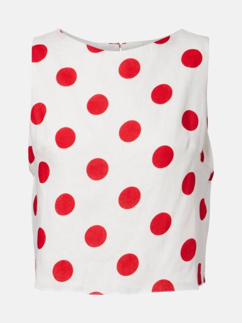 CALA de la CRUZ Avelino polka-dot linen crop top