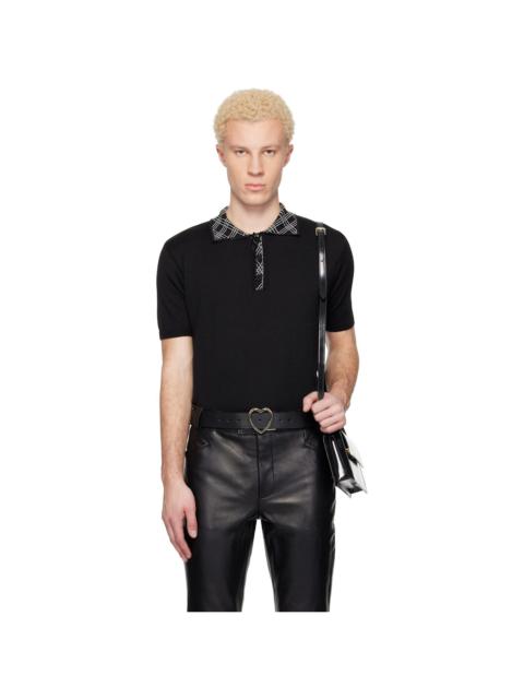 ERNEST W. BAKER Black Collar Check Jacquard Polo