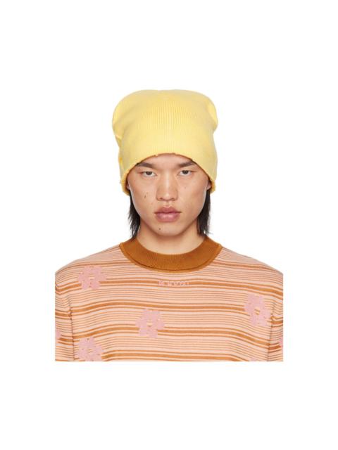 Yellow Mohair Logo Beanie