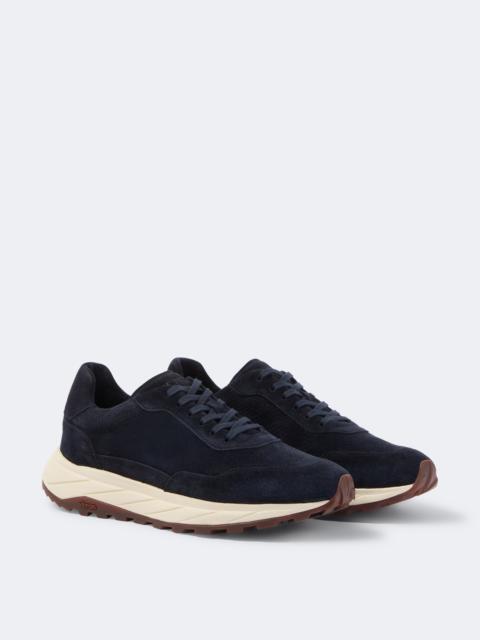 FEDELI Suede-trimmed sneakers
