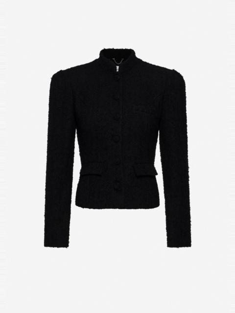 MAGDA BUTRYM Bouclé blazer with stand collar in black