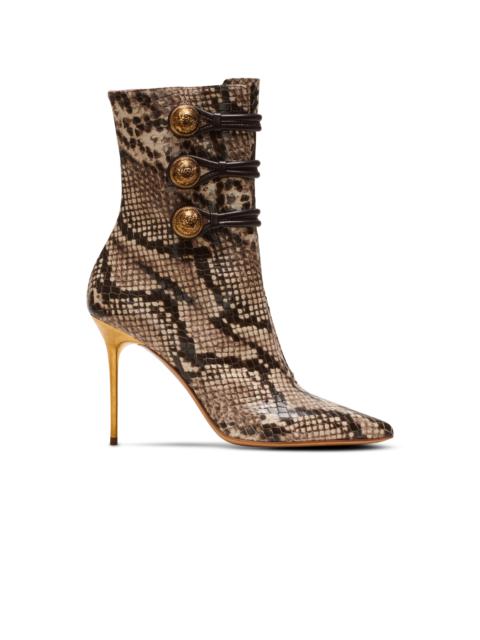 Balmain Alma snakeskin-effect leather ankle boots
