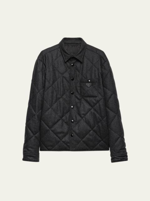 Prada Men's Quilted Cashmere Snap-Front Overshirt
