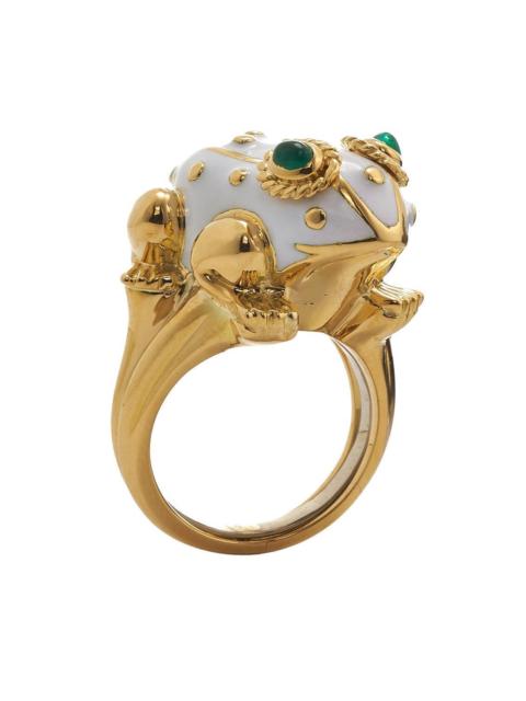 DAVID WEBB Emerald White Frog Ring