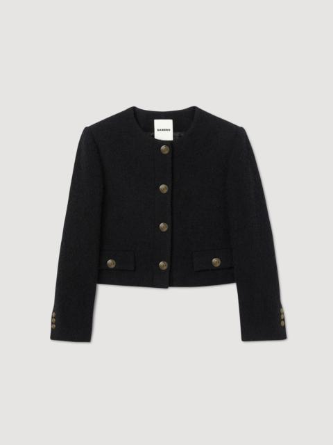 Sandro CROPPED BOUCLÉ WOOL JACKET